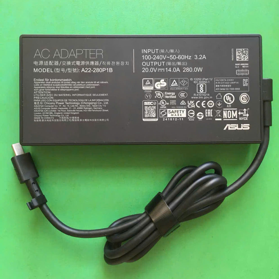 Bộ Sạc Asus TUF F16 FX608 FX608JMR FX608JHR FX608JPR 280W chân vuông chữ nhật nhỏ 280W