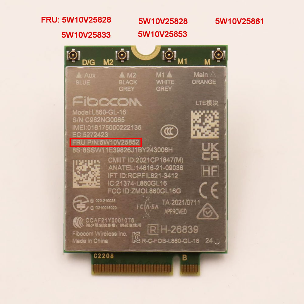 card WWAN Fibocom L860-GL-16 FRU: 5W10V25828 5W10V25833 5W10V25828 5W10V25853 5W10V25861