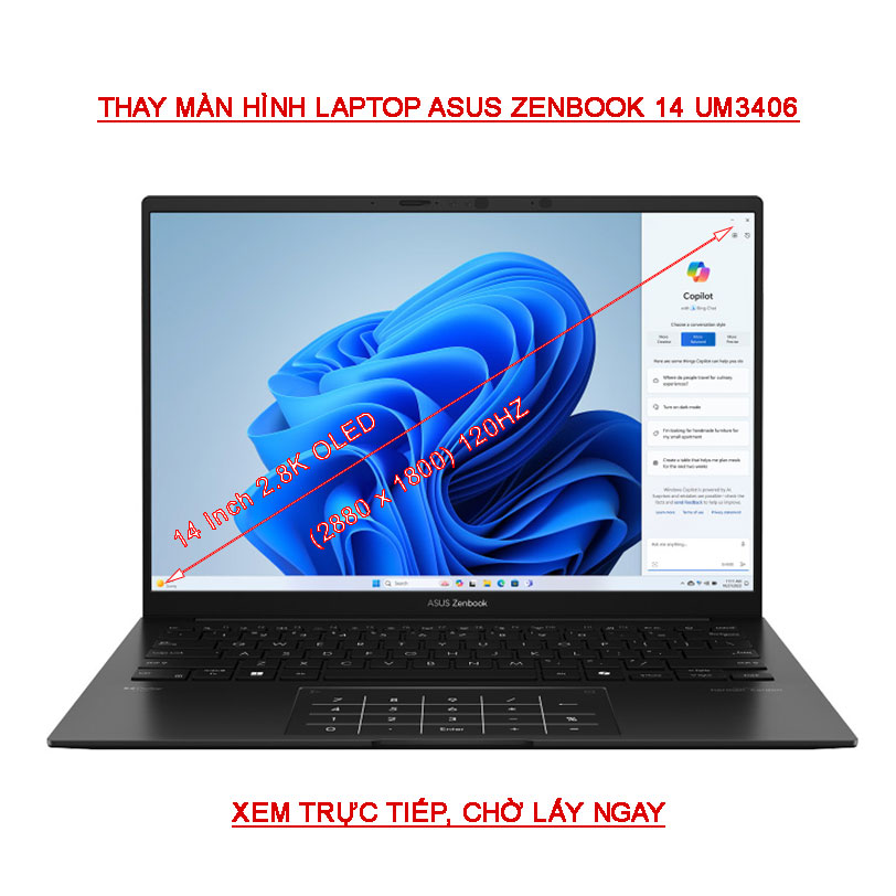 LCD màn hình Laptop Asus Zenbook 14 UM3406 UM3406KA 2.8K Oled 120hz