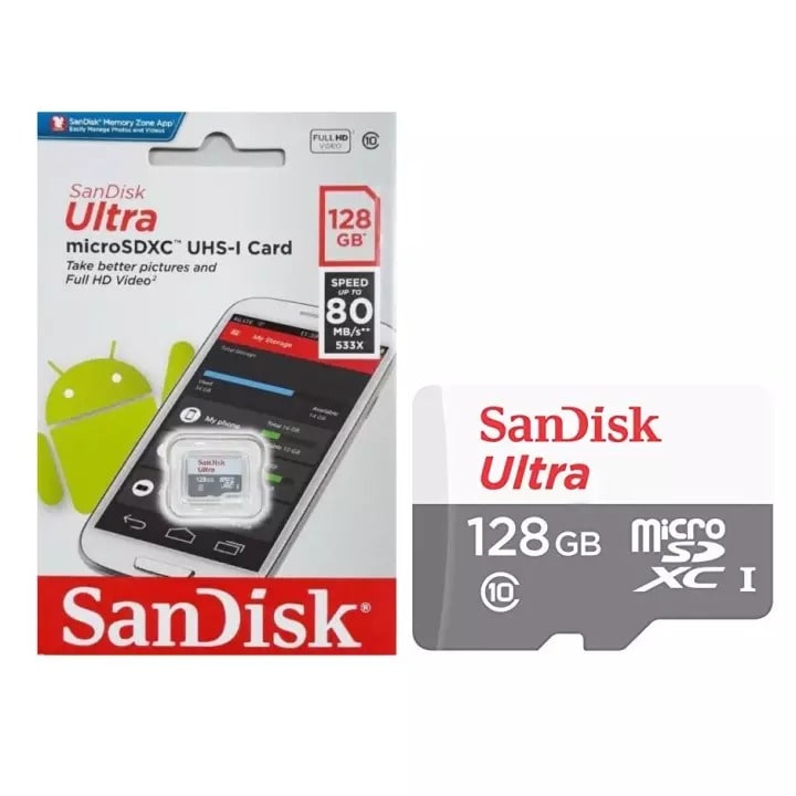 Thẻ nhớ Sandisk 128GB MicroSD Ultra - Hàng chính hãng- Bảo hành 5 năm!!!