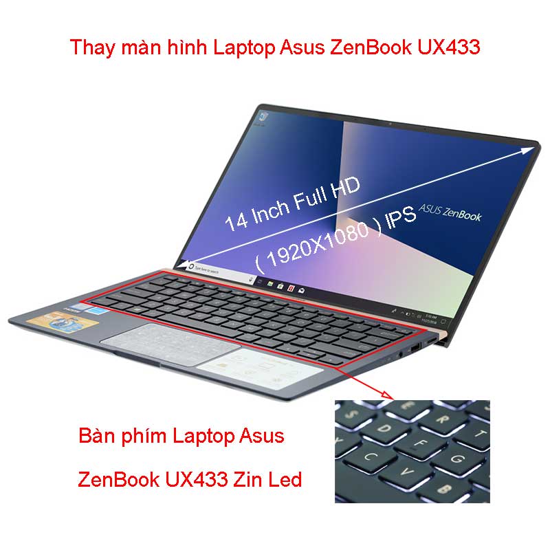 màn hình Laptop Asus Zenbook 14 UX433 ( UX433FA UX433FN ) FHD IPS