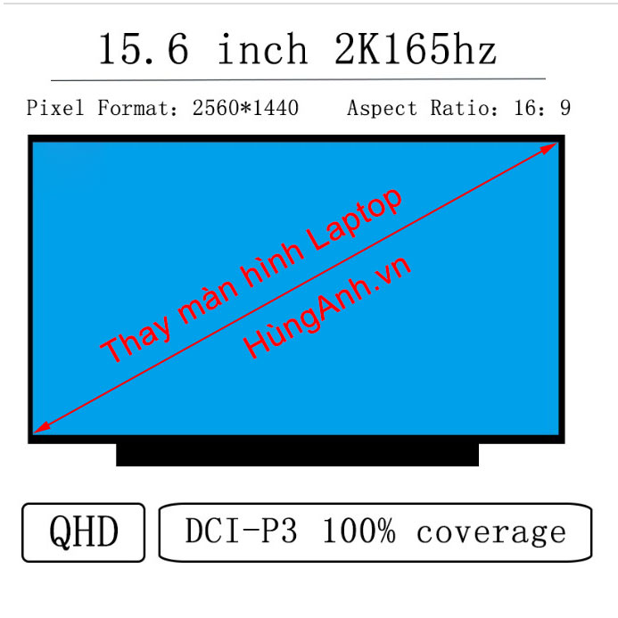 Màn hình Laptop 15.6 inch 2K QHD 2560x1440 165Hz IPS