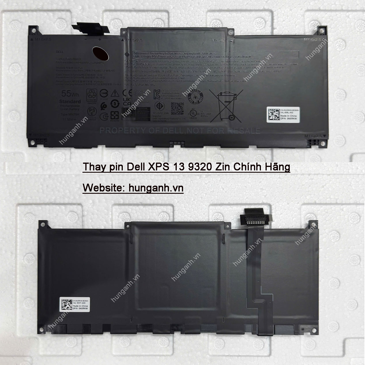 Battery pin laptop Dell XPS 13 9320 55Wh 0MN79H Chính Hãng