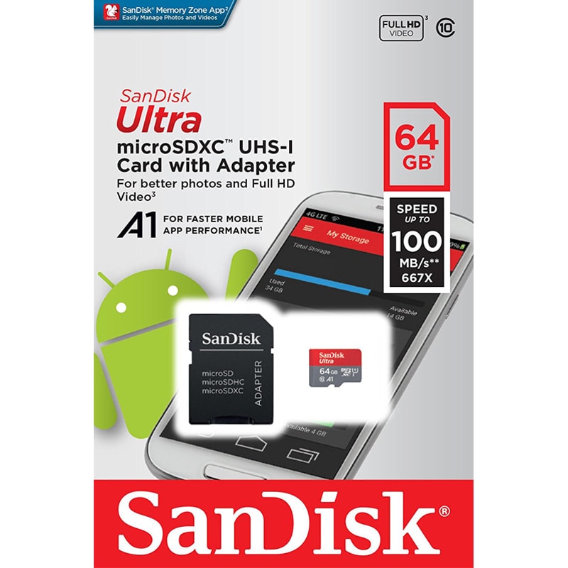 Thẻ nhớ Sandisk 64GB MicroSD Ultra - Hàng chính hãng- Bảo hành 5 năm!!!